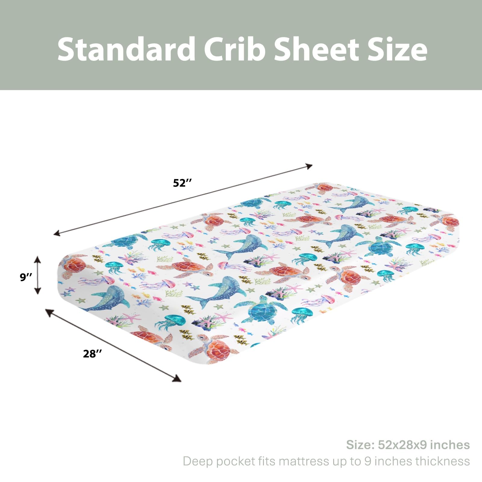 ZoUbqchY ocean pattern crib sheet matches any nursery decor