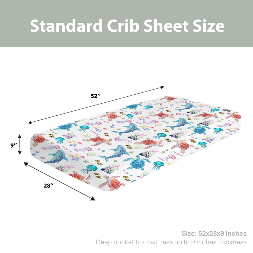 ZoUbqchY ocean pattern crib sheet matches any nursery decor