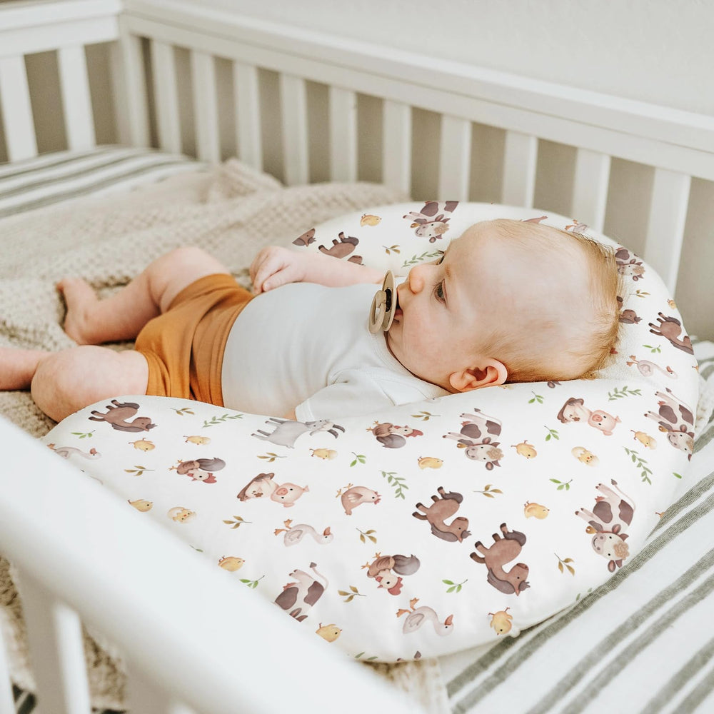 ZoUbqchY farm-themed nursing pillow cover coordinates with nursery styling
