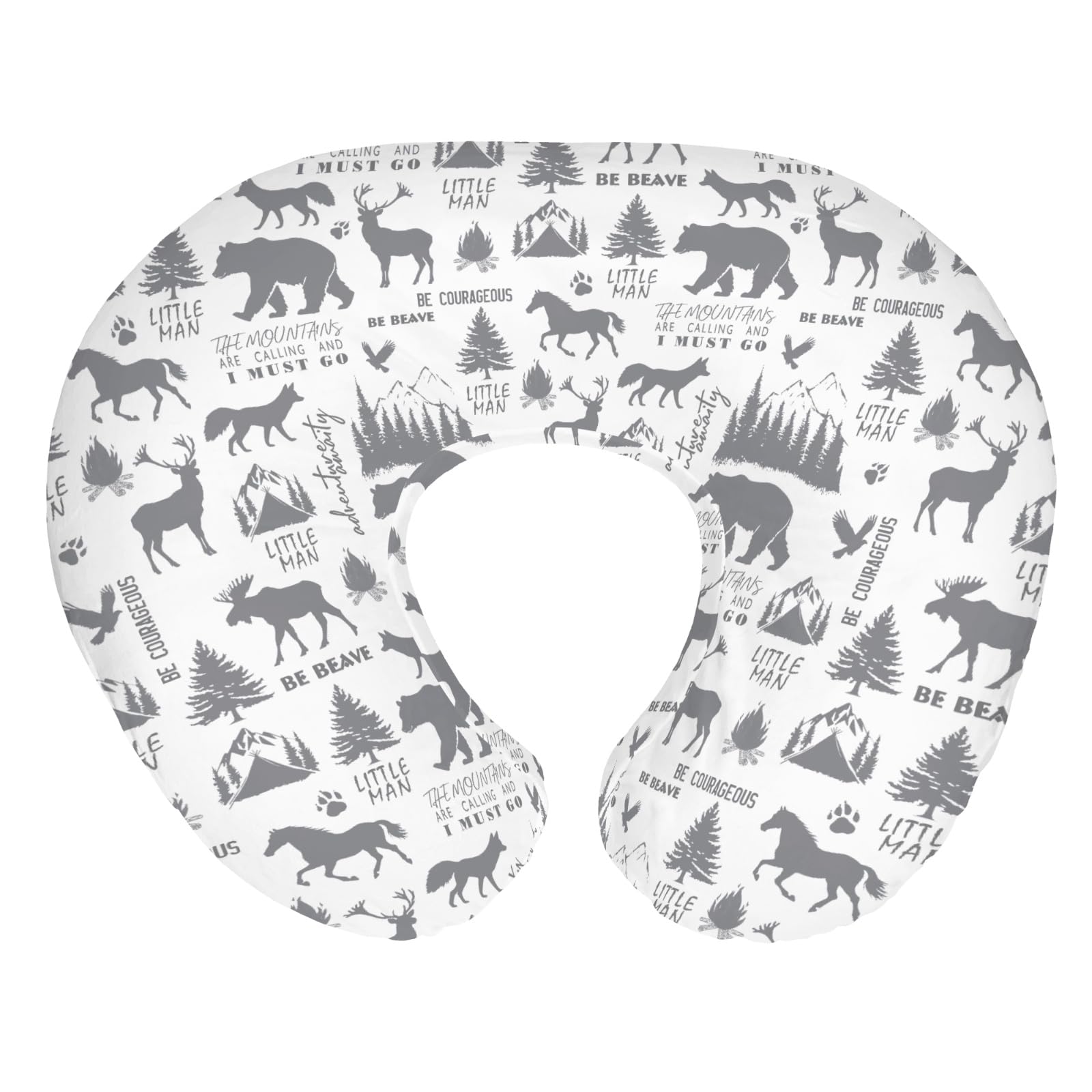 ZoUbqchY gray animals nursing pillow cover with deer pattern for nursery decor and comfort
