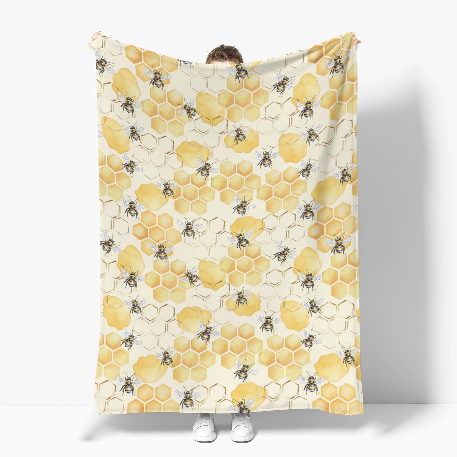ZoUbqchY honeycomb bees blanket 60x80 suitable for queen-size bed shared use.