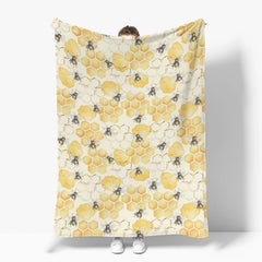 ZoUbqchY honeycomb bees blanket 60x80 suitable for queen-size bed shared use.