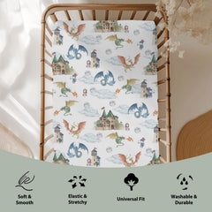 ZoUbqchY knights castle pattern crib sheet boosts imaginative play and nap comfort