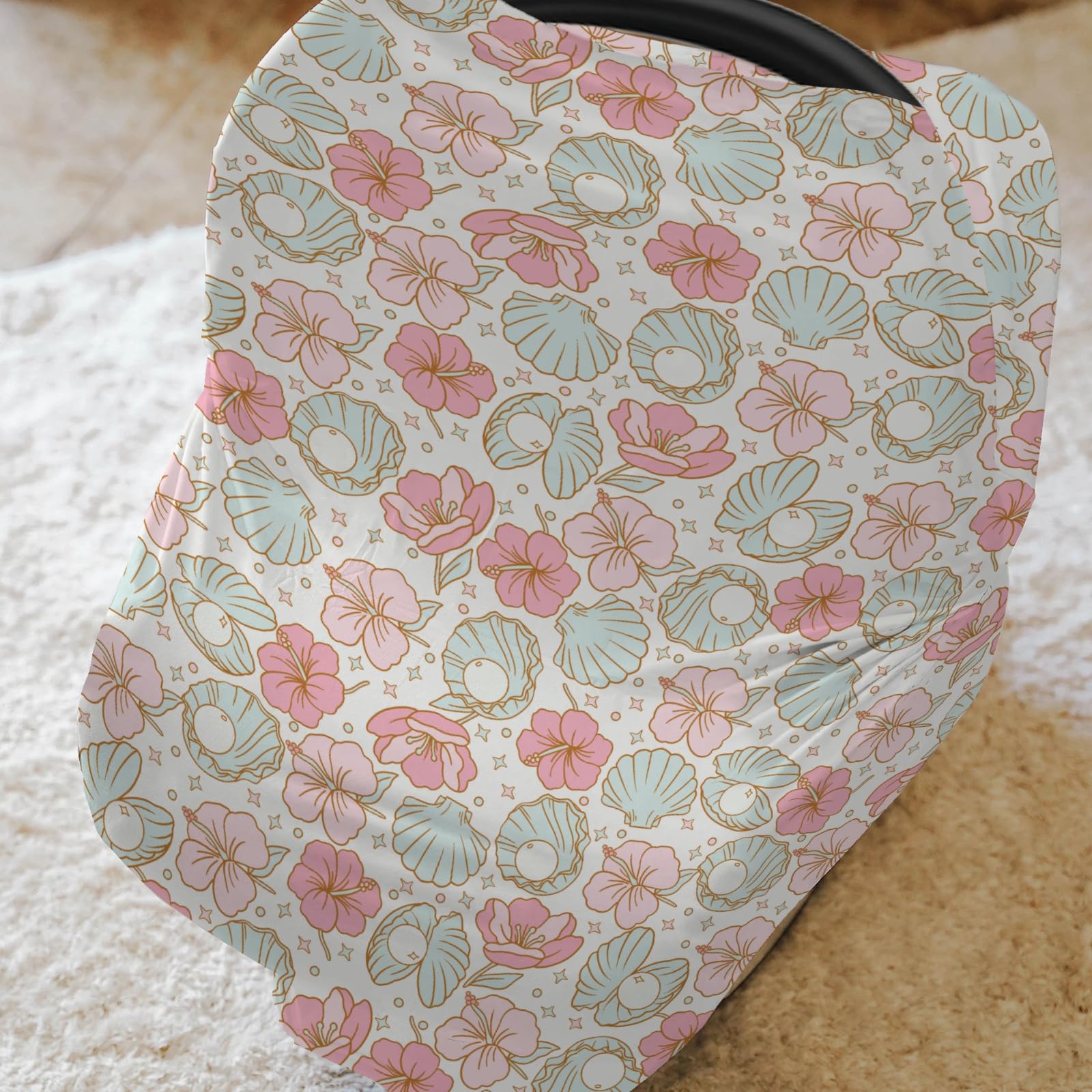 ZoUbqchY Mermaids floral nursing cover provides private feeding with breathable fabric.