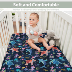 ZoUbqchY navy ocean life crib sheet fits standard crib mattresses securely