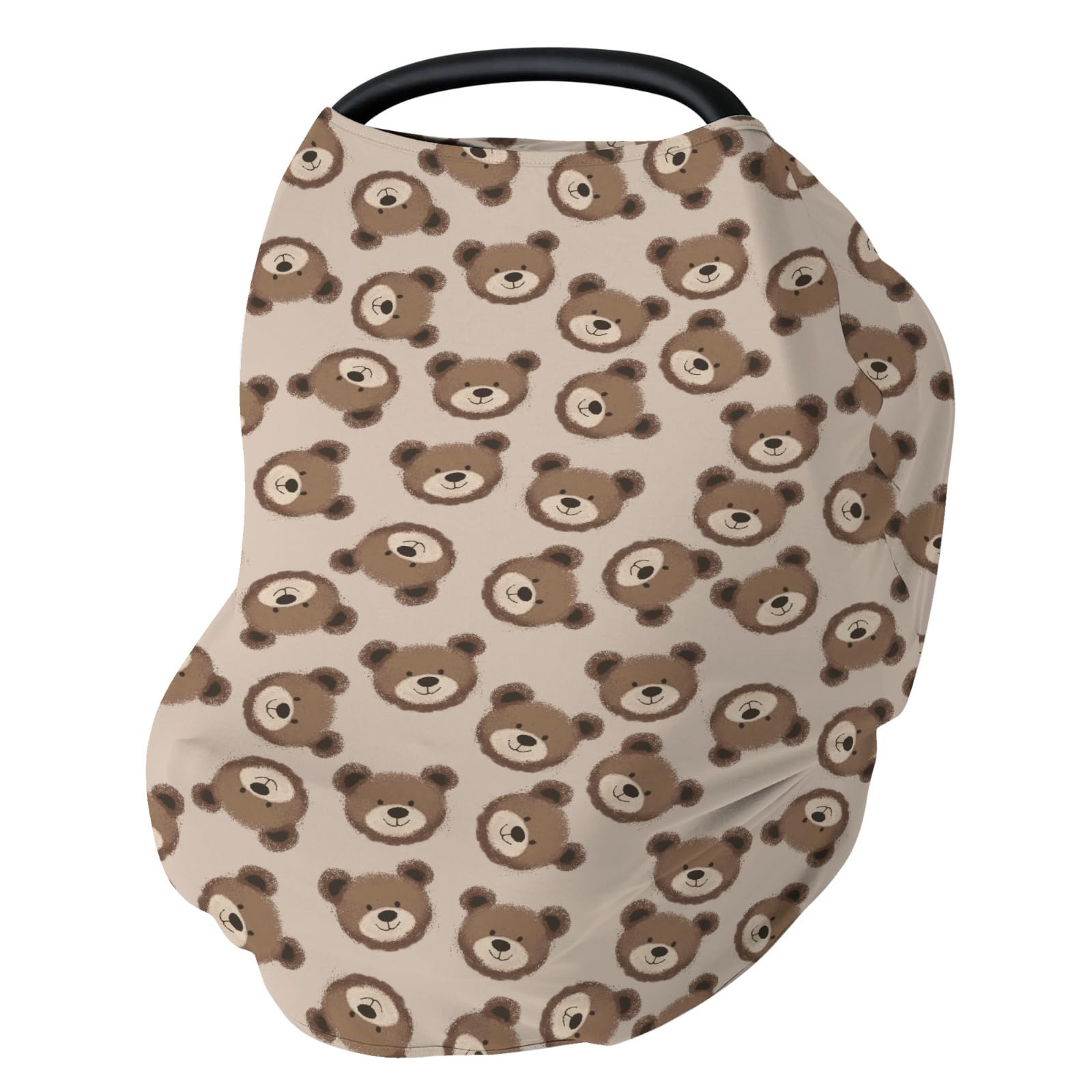 ZoUbqchY neutral boho bears car seat cover: soft, breathable for on-the-go nursing
