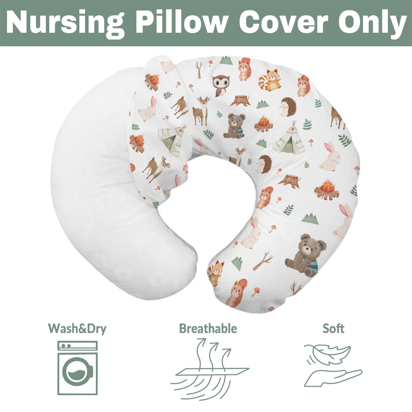 ZoUbqchY owl nursing pillow cover—cute design enhances cozy feeding rituals.