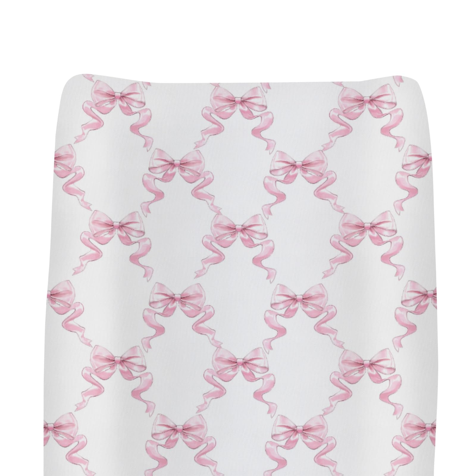 ZoUbqchY Pink Bows changing pad cover, soft pastel pink fabric ideal for diaper changes.