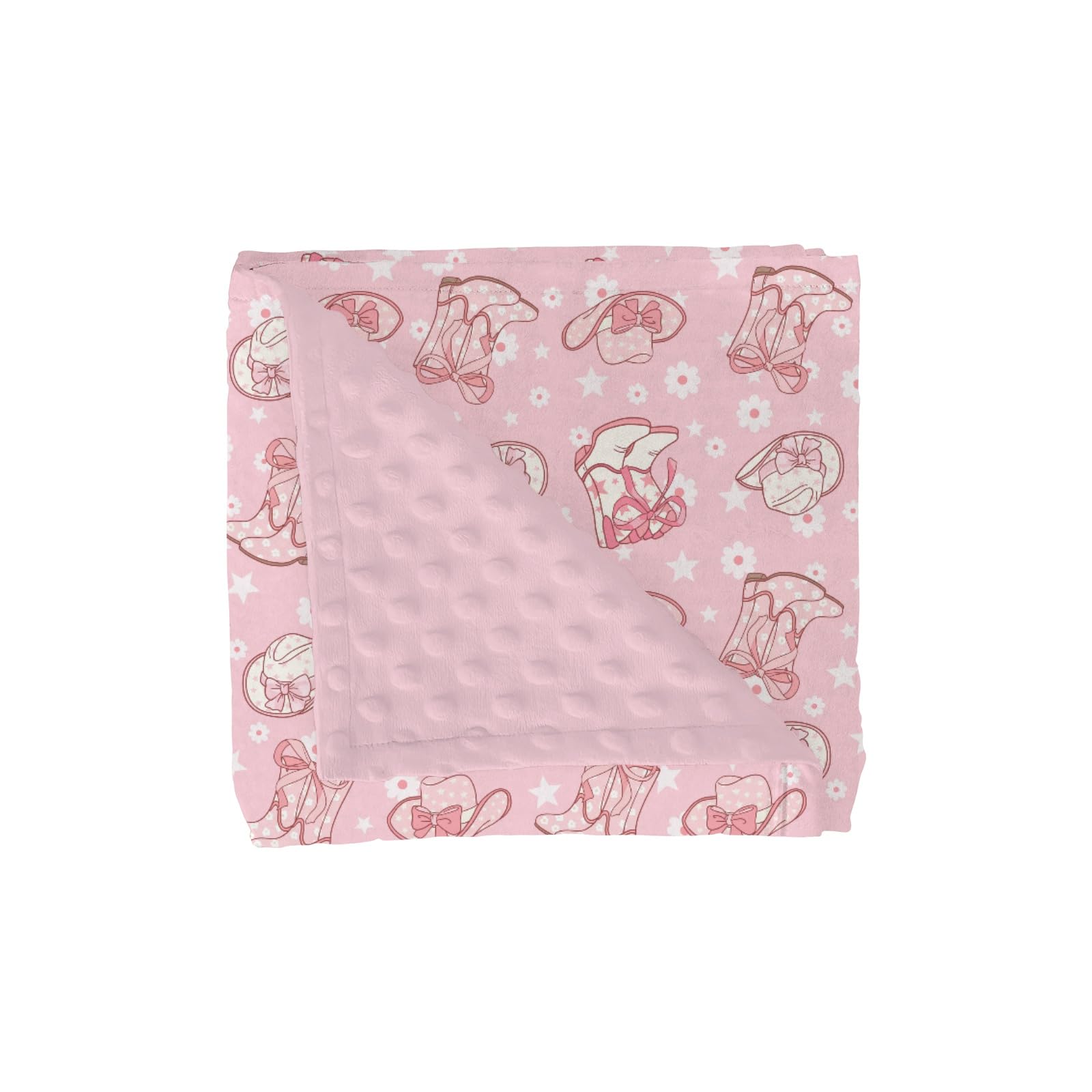 ZoUbqchY pink floral bows blanket showcases a cozy front and warm backing for baby comfort.