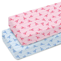 ZoUbqchY Pink Lobster Bows crib sheet adds oceanic charm with a soft touch