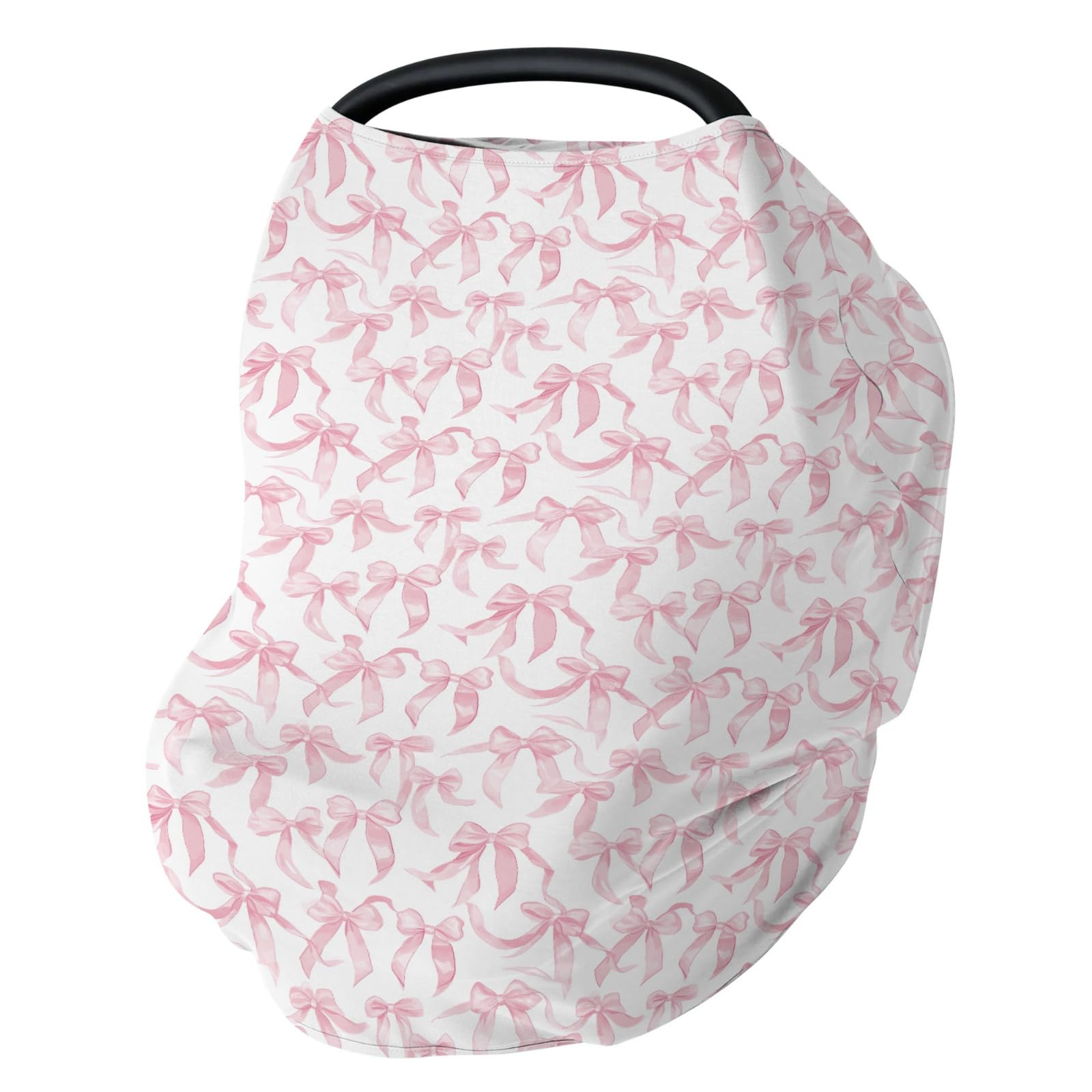 ZoUbqchy pink valentines bows car seat cover showing versatile baby protection.