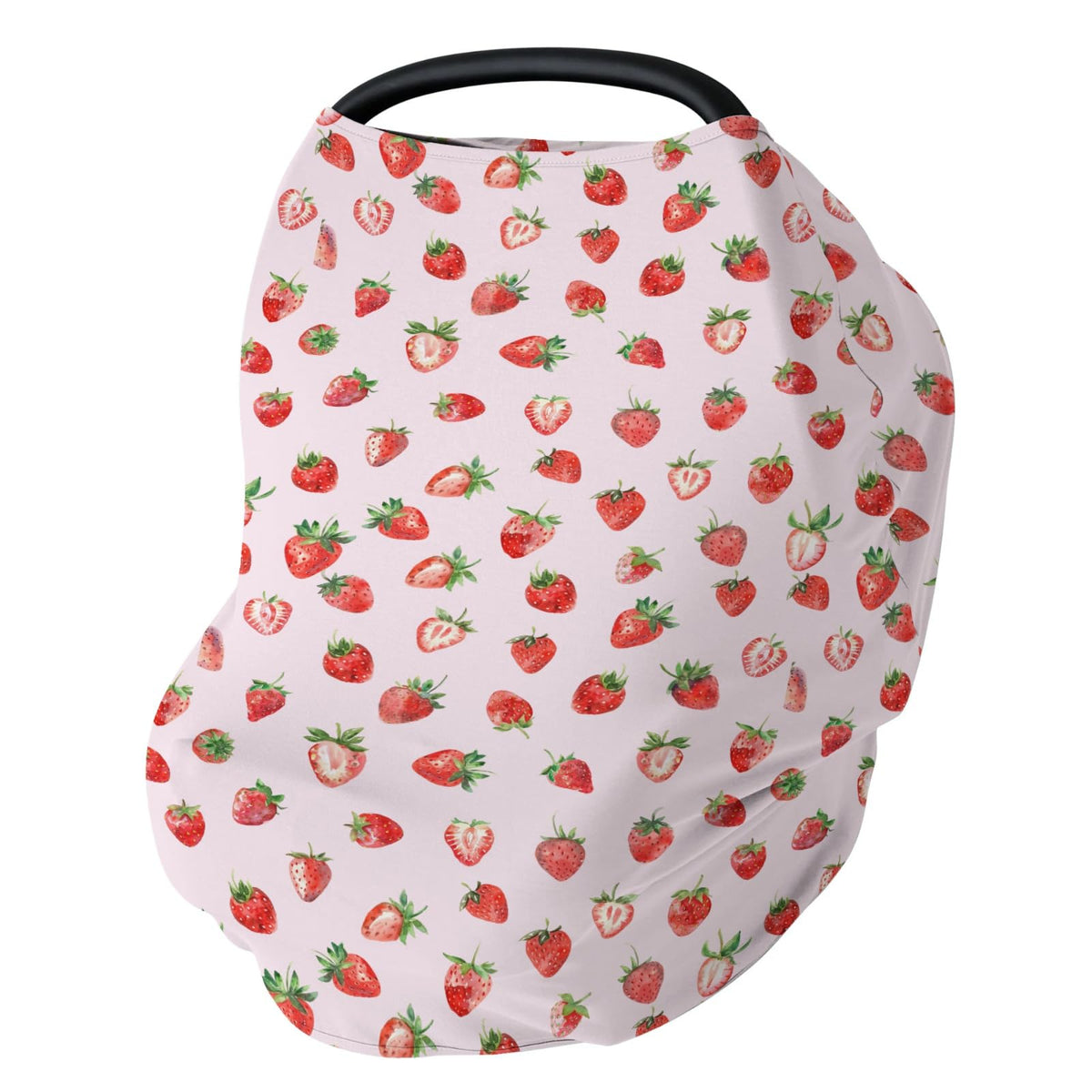 ZoUbqchY red strawberries car seat cover provides privacy and sun protection.