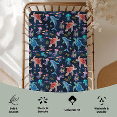 ZoUbqchY sea creatures fitted sheet provides breathable comfort through seasons