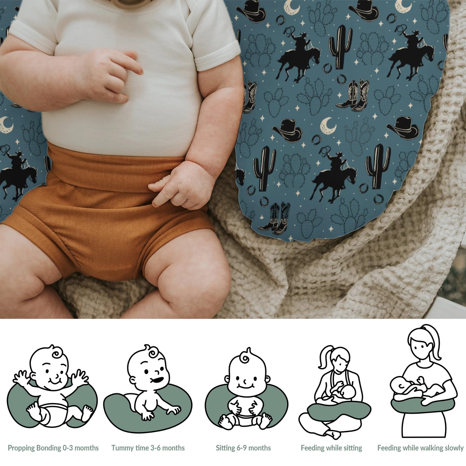 ZoUbqchy fits 22x18 inch U-shaped pillows for a snug, stable feeding moment.