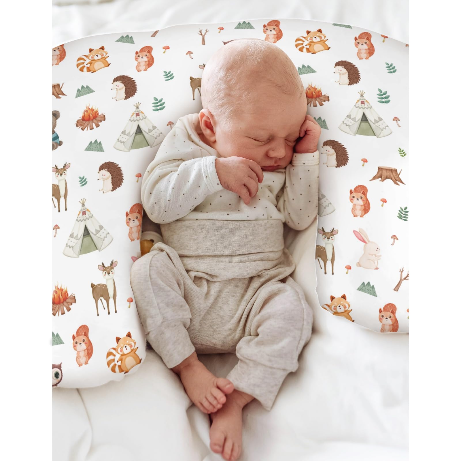 ZoUbqchY squirrel nursing pillow cover—durable fabric stays fresh through daily use.