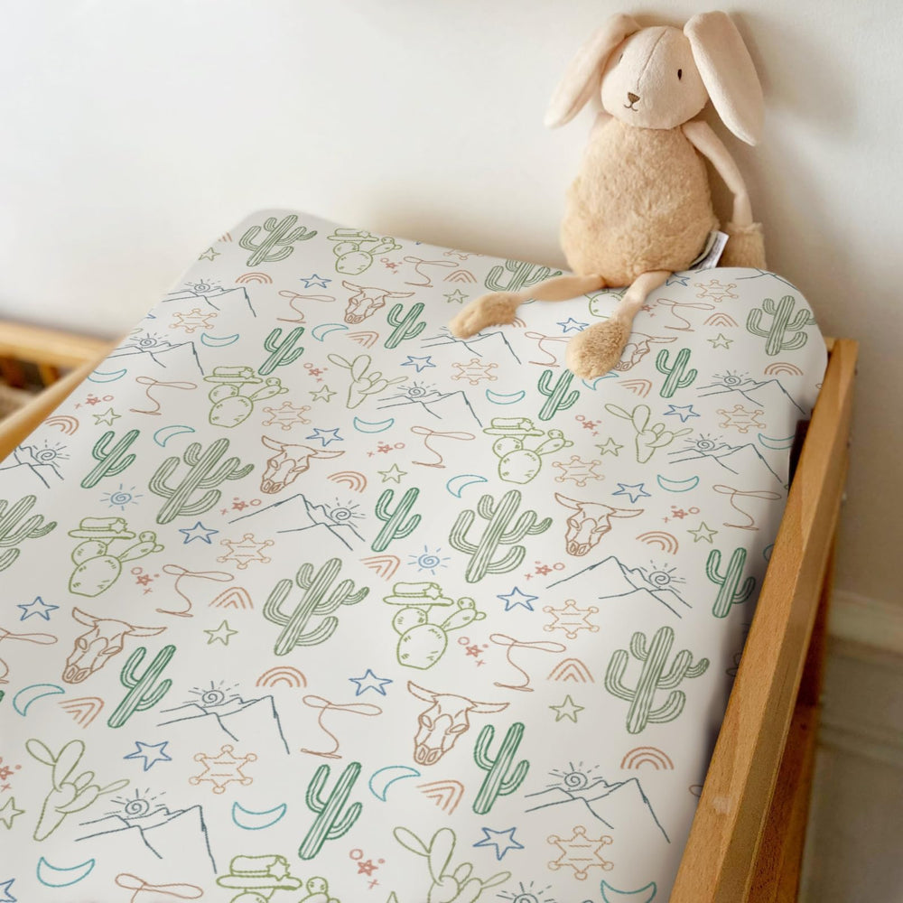 ZoUbqchy sun motif desert ambience changing pad cover fits changing pads securely.