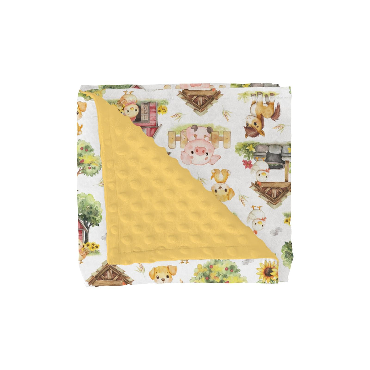 ZoUbqchY Sweet Farm Animals Life blanket front view for cozy baby snuggles.