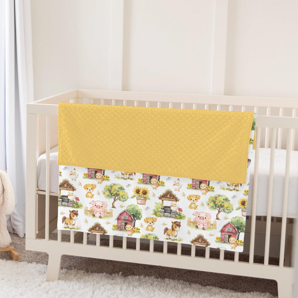 ZoUbqchY Sweet Farm blanket nursery decor-ready for stroller rides.