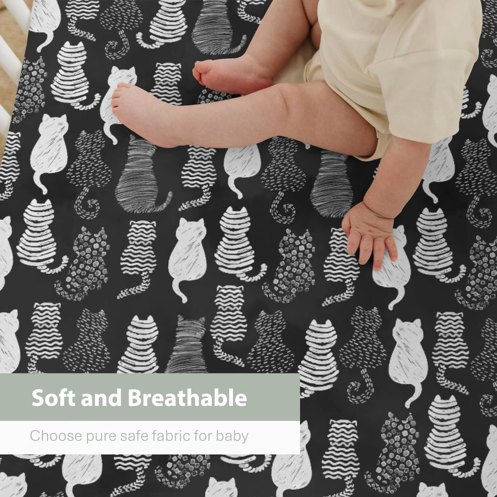 ZoUbqchY unisex cat-pattern crib sheet enhances any boy or girl nursery
