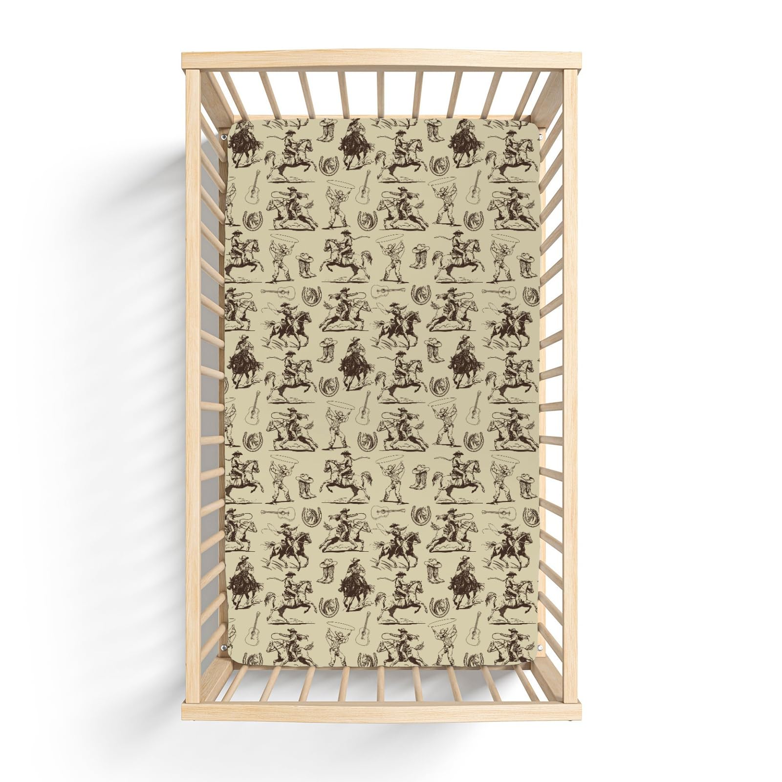 ZoUbqchY vintage cowboy crib sheet with elastic bottom, stays in place