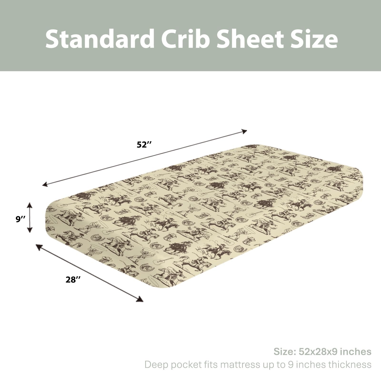 ZoUbqchY vintage cowboy crib sheet soft texture, gentle on baby skin