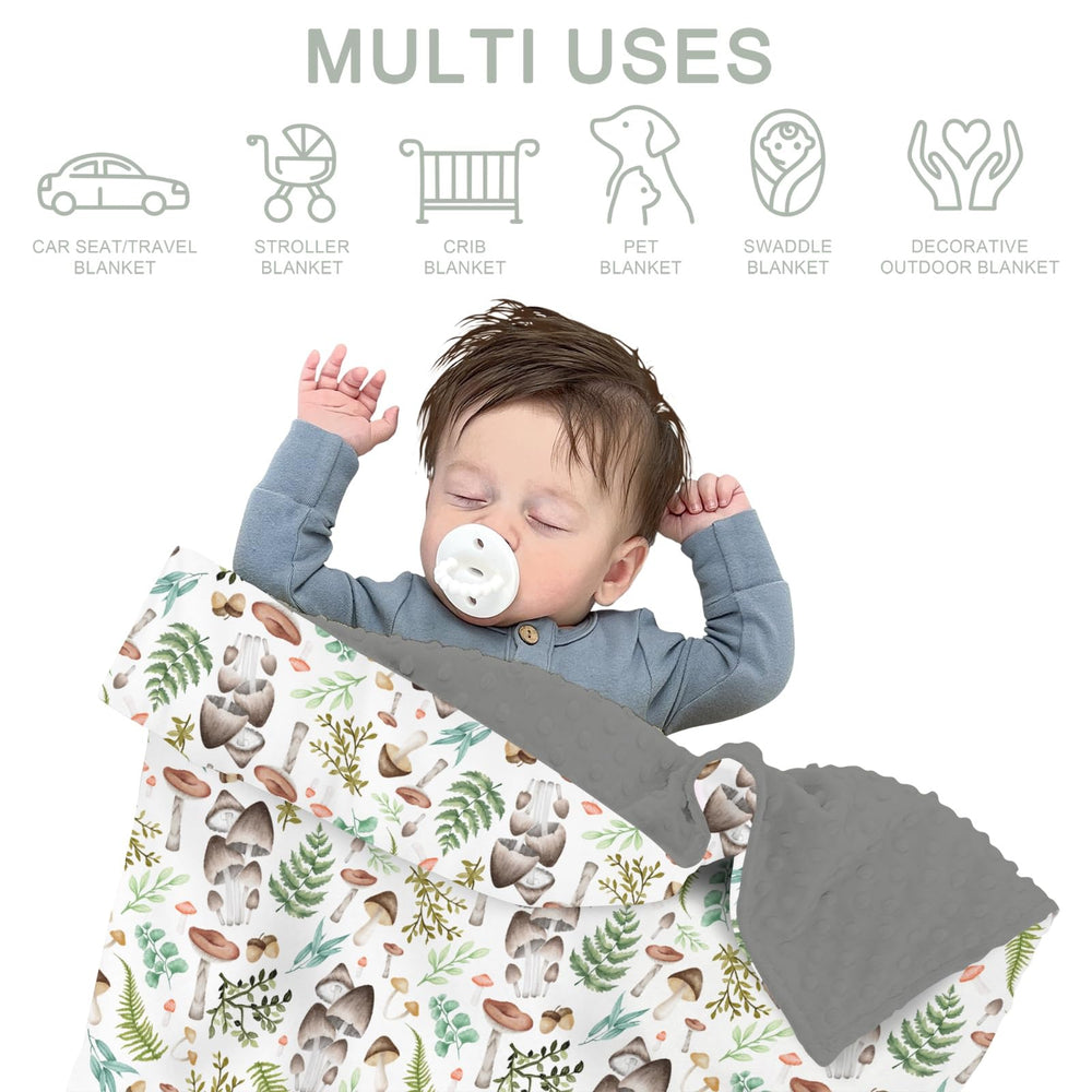ZoUbqchY vintage mushroom forest blanket care-ready fabric for gentle machine washing.