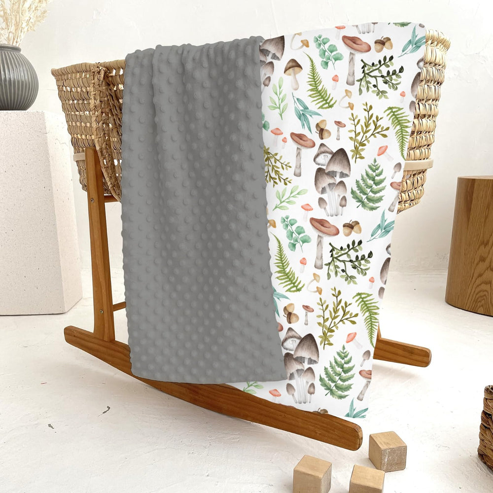 ZoUbqchY vintage mushroom forest blanket in stroller for on-the-go comfort.