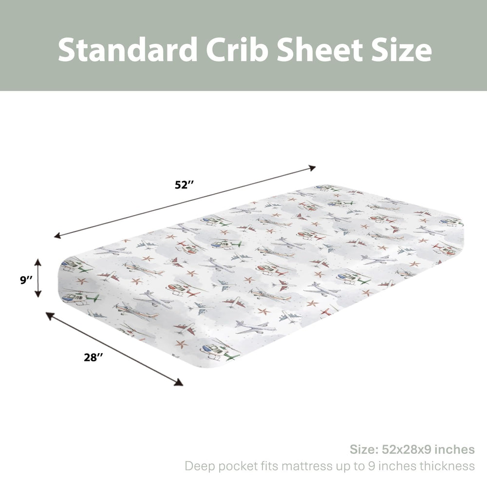 ZoUbqchY Vintage Planes crib sheet with 9-pocket fits standard cribs securely