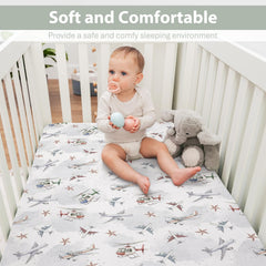 ZoUbqchY Vintage Planes crib sheet clouds motif promotes cozy sleep space