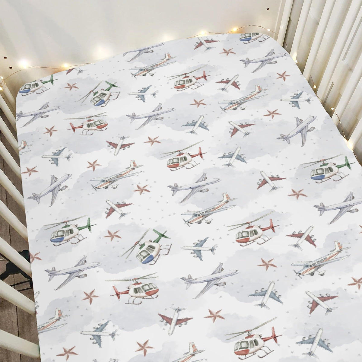 ZoUbqchY Vintage Planes crib sheet planes design offers soft, breathable baby comfort