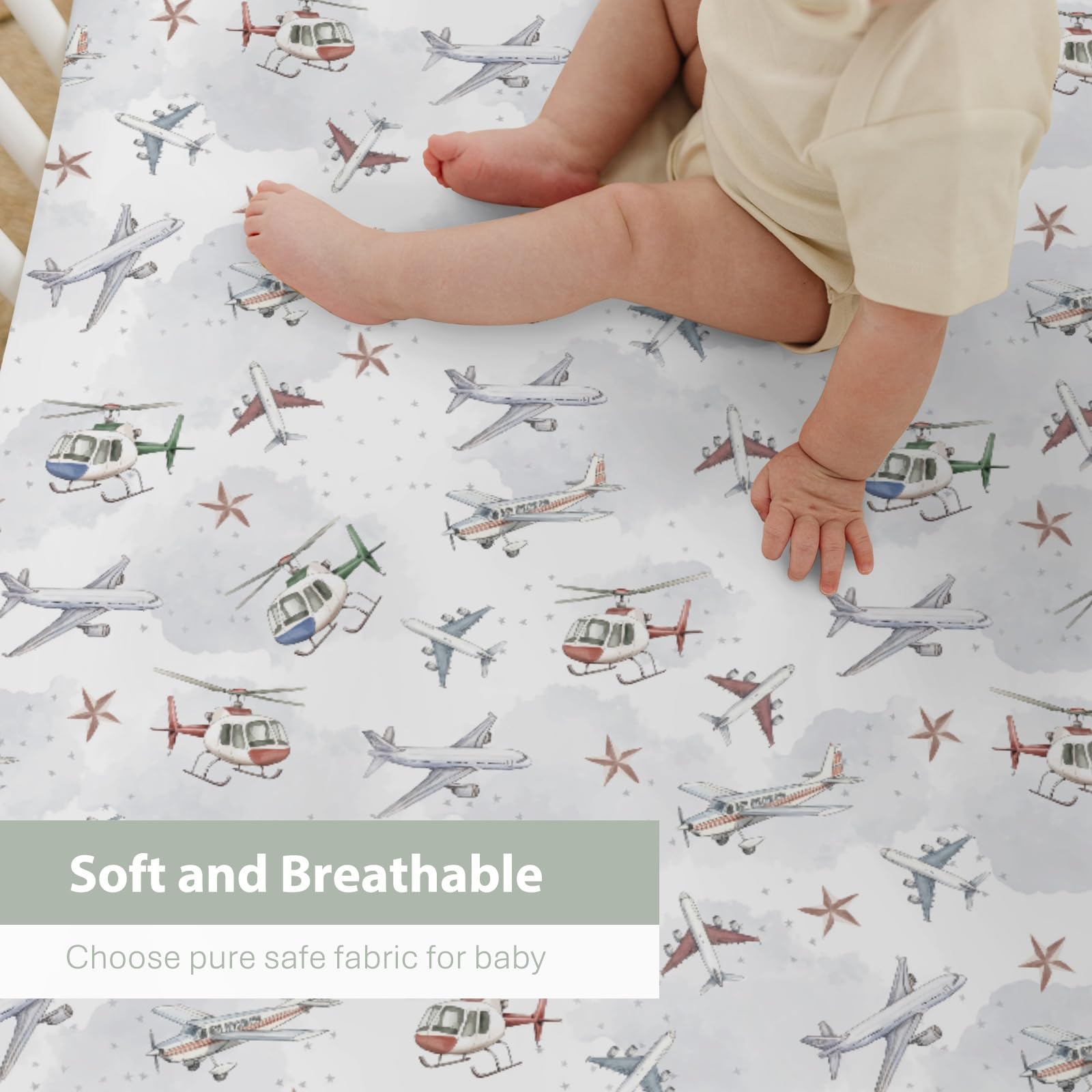 ZoUbqchY Vintage Planes crib sheet silky fabric provides gentle durable surface