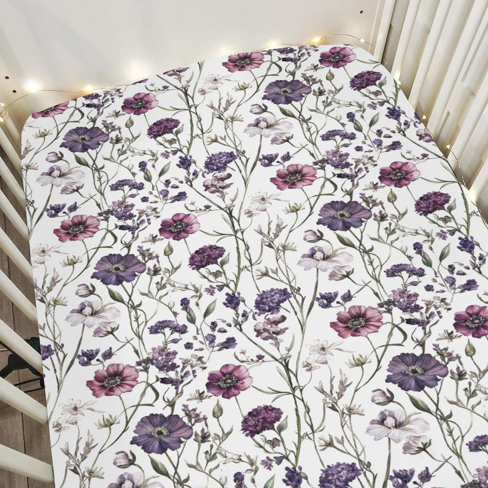 ZoUbqchY vintage purple flowers crib sheets provide a charming coordinating nursery touch.