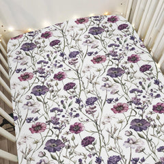 ZoUbqchY vintage purple flowers crib sheets provide a charming coordinating nursery touch.