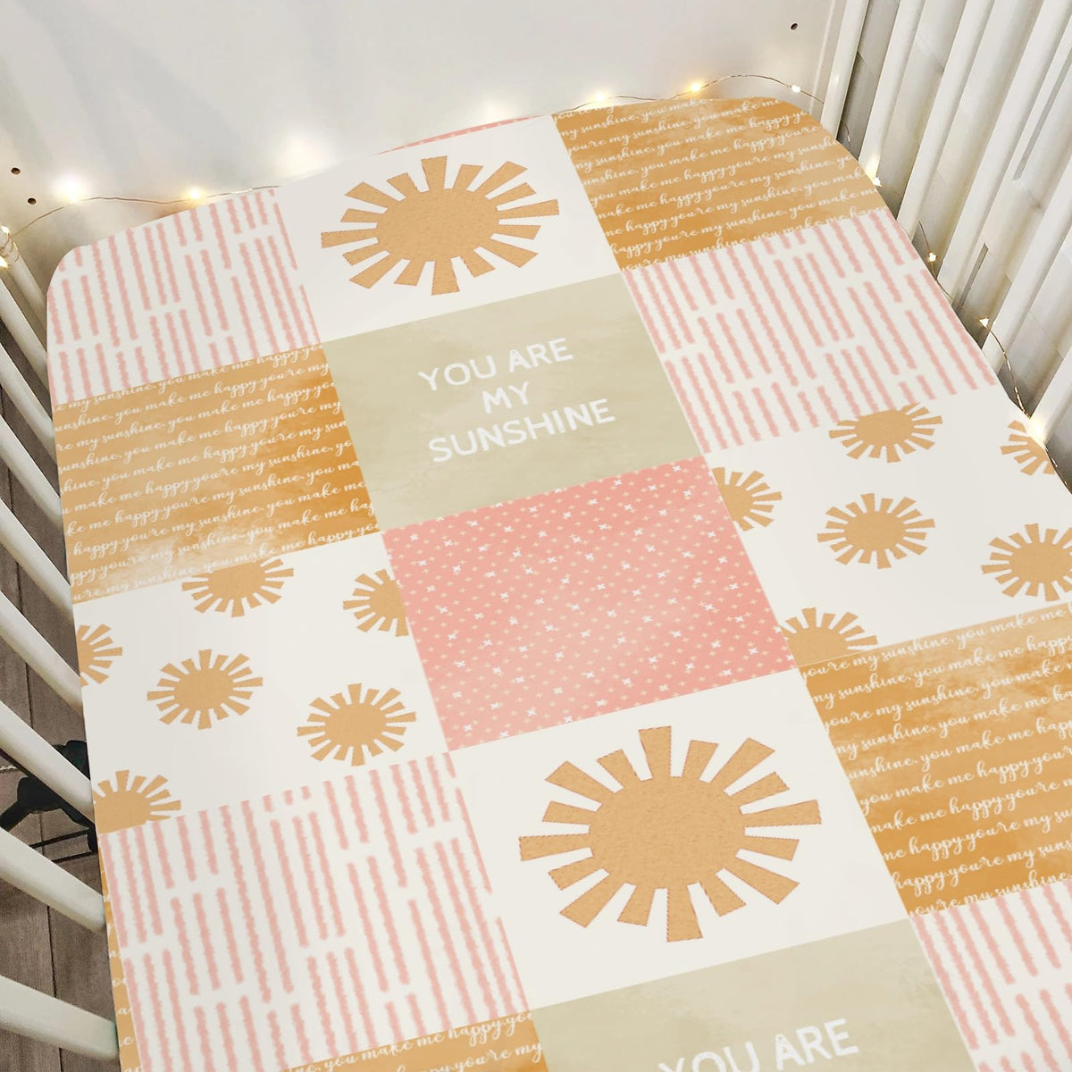 ZoUbqchY Vintage Sun baby crib sheet with soft texture for peaceful sleep.