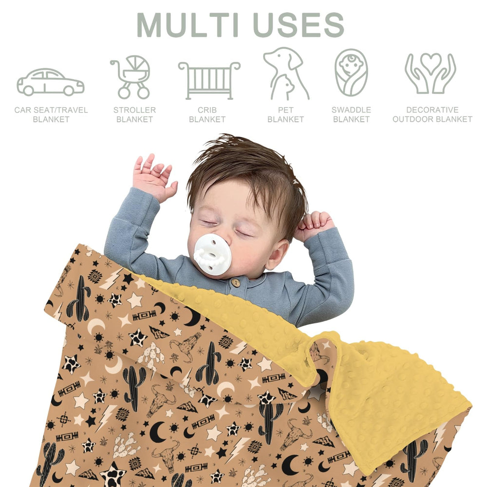ZoUbqchY vintage western baby blanket is a versatile companion for crib, stroller, or travel.