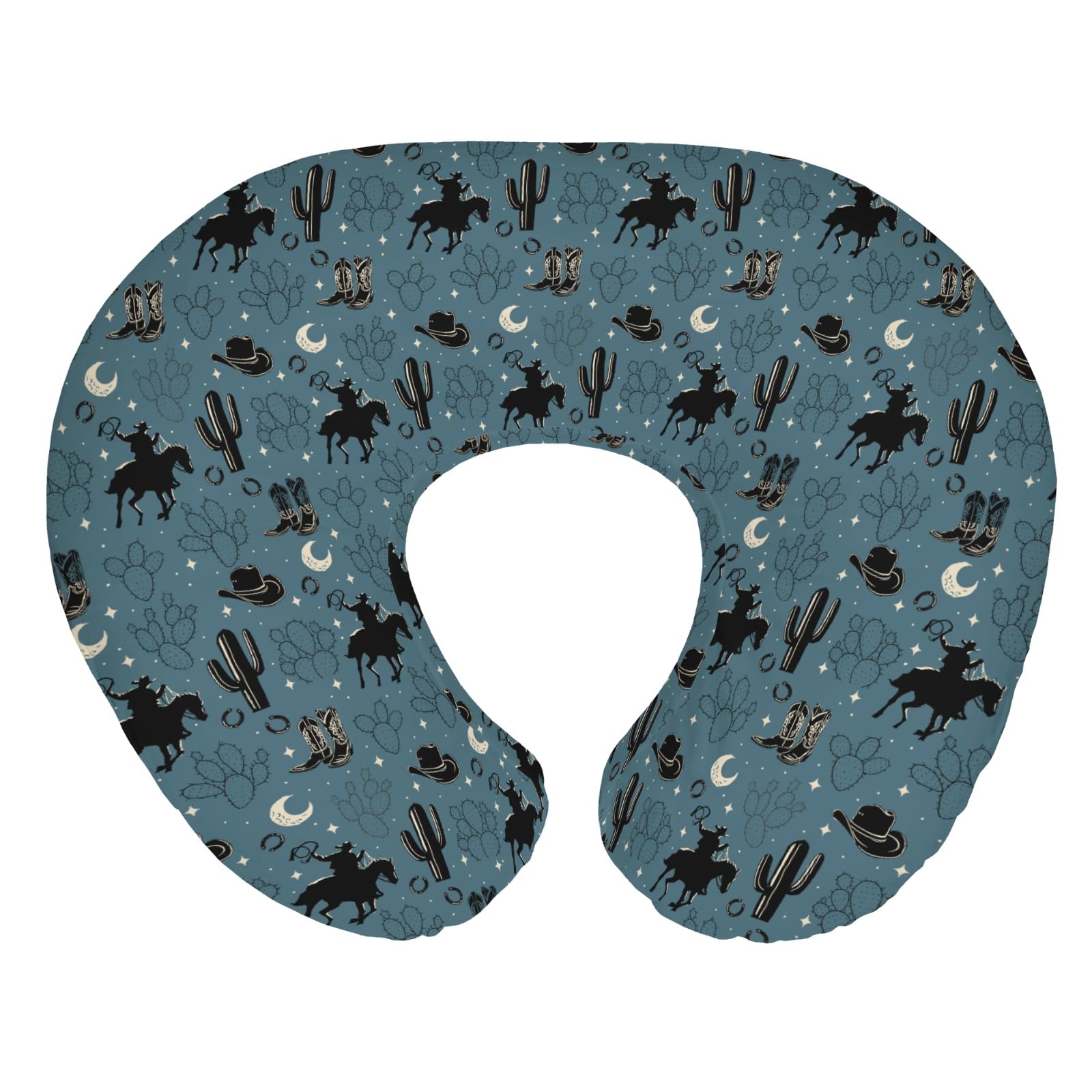 ZoUbqchy vintage western cowboy nursing pillow cover closeup showing soft, breathable fabric.