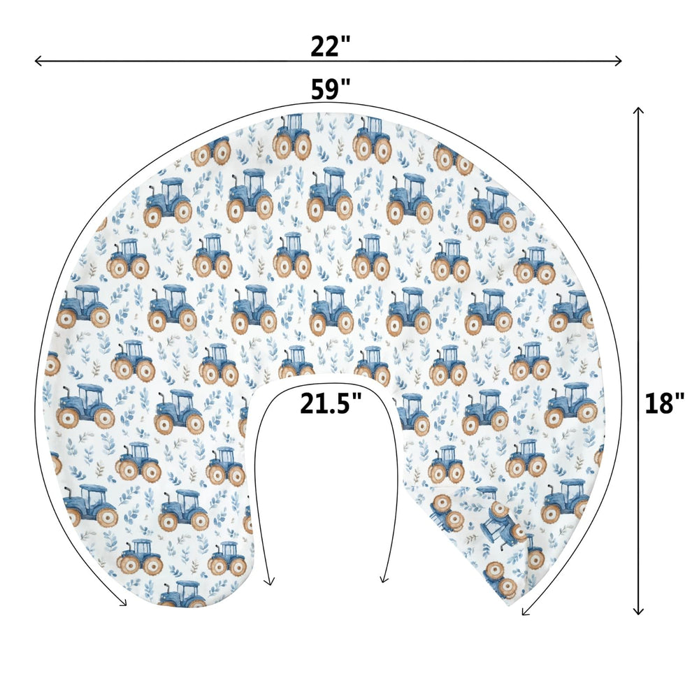 Machine-washable nursing pillow cover remains vibrant after many washes