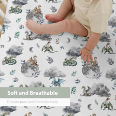 ZoUbqchY watercolor dragons bright pattern; adds instant color to baby’s crib.