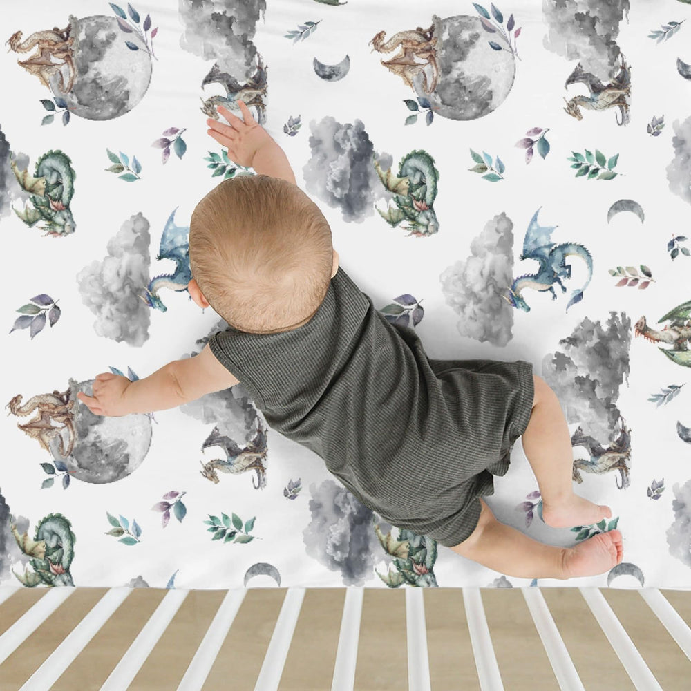 ZoUbqchY watercolor dragons gender-neutral design; versatile fit for nursery decor.