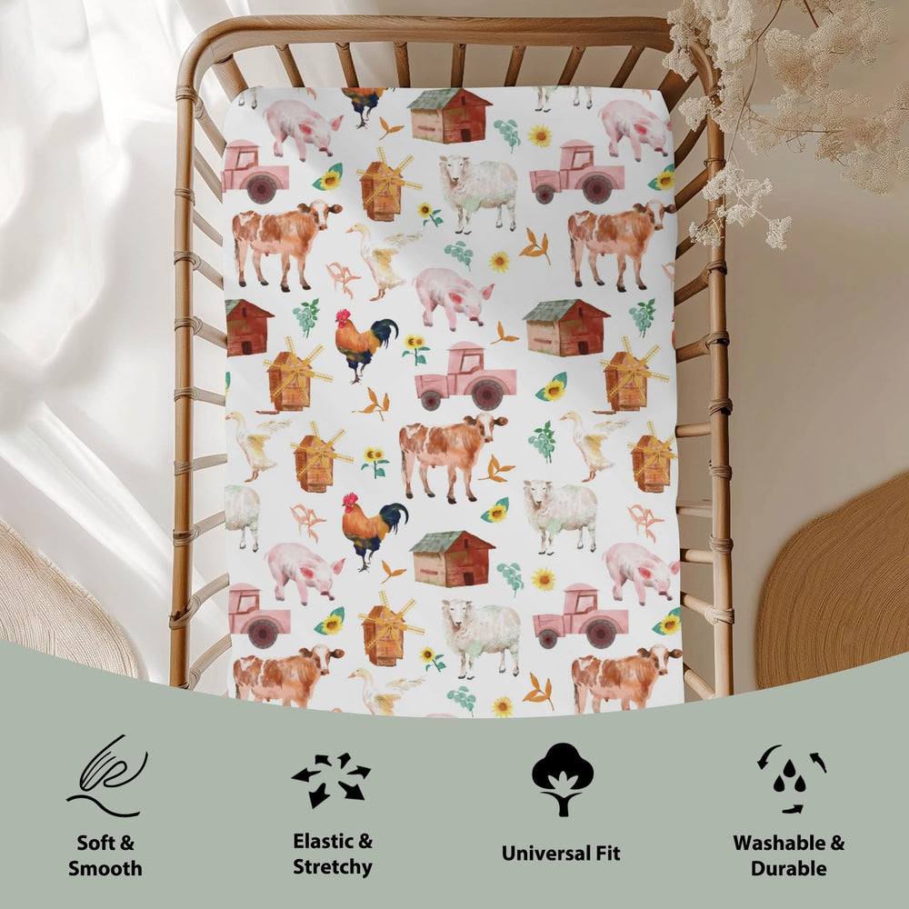 ZoUbqchY watercolor duck crib sheet adds playful farm charm for gentle naps