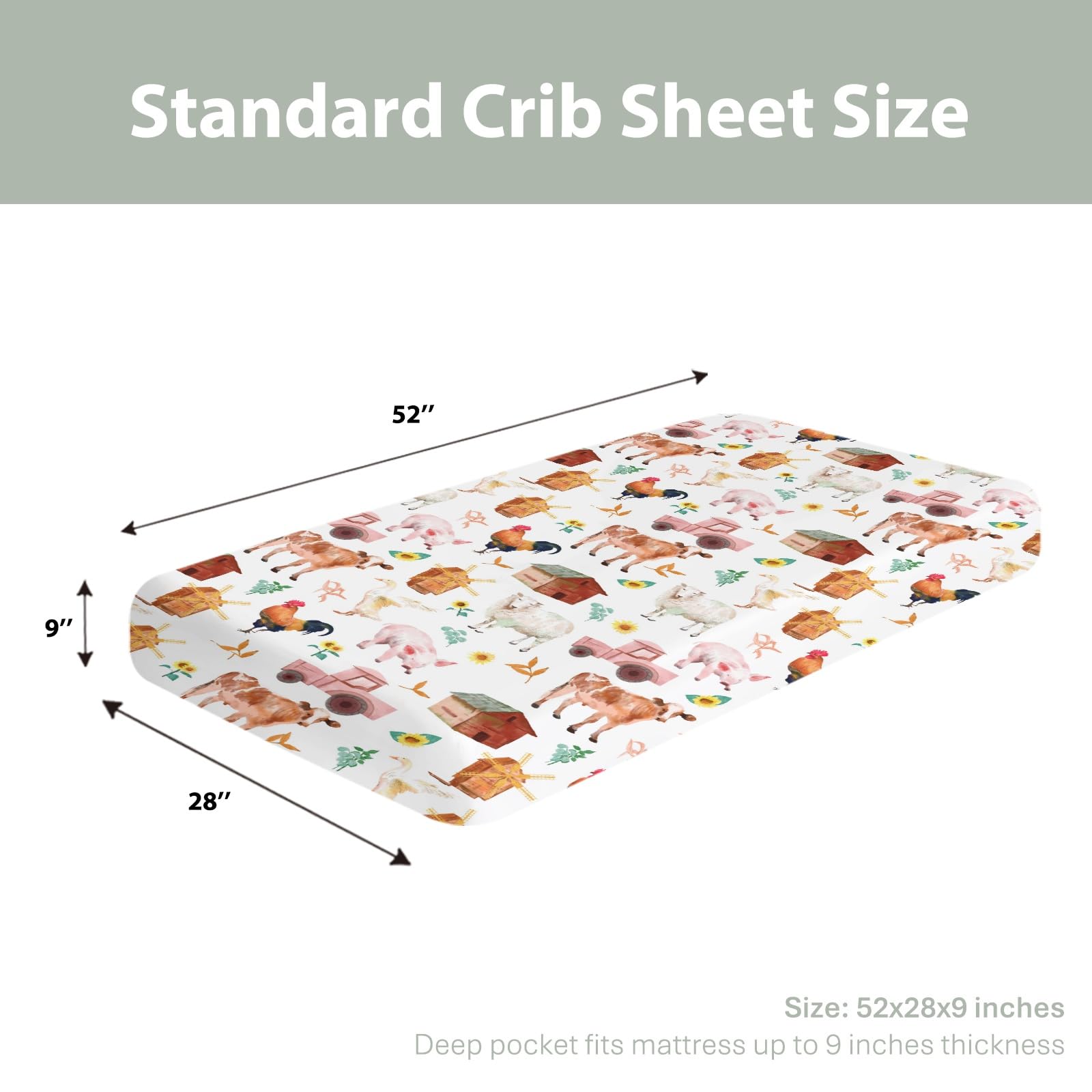 ZoUbqchY watercolor lamb crib sheet promotes calm, breathable sleep for babies