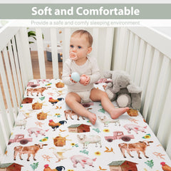 ZoUbqchY watercolor pig crib sheet provides snug fit and easy care