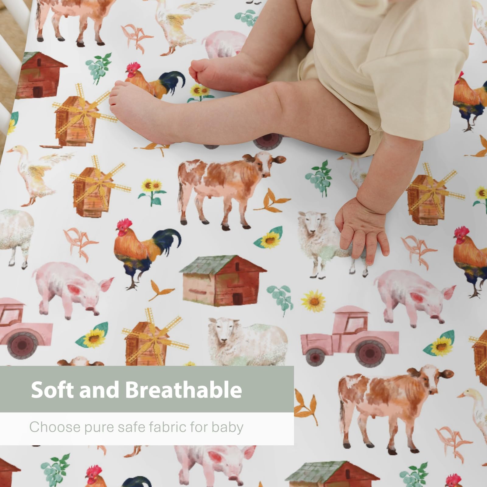 ZoUbqchY watercolor rooster crib sheet brightens nursery with cheerful farm detail