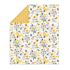 ZoUbqchY watercolor honeybee floral blanket ideal for crib or stroller use