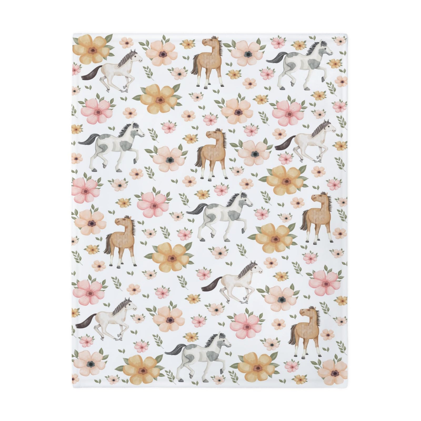ZoUbqchY watercolor horse floral baby blanket 40x50 inches for toddlers