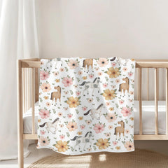 ZoUbqchY watercolor horse floral baby blanket 50x60 inches versatile throw