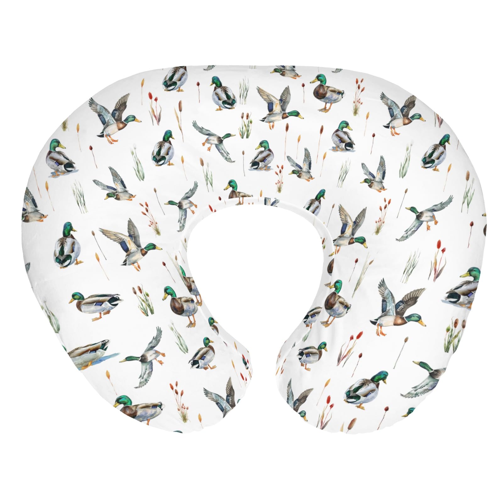 ZoUbqchY watercolor mallard ducks nursing pillow cover in soft, breathable fabric for baby comfort