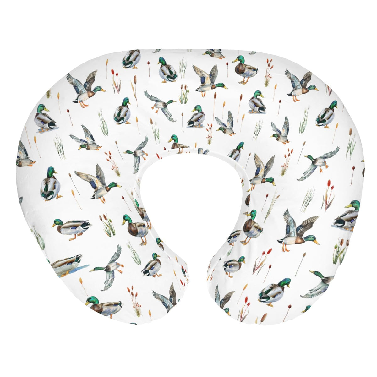 ZoUbqchY watercolor mallard ducks nursing pillow cover in soft, breathable fabric for baby comfort