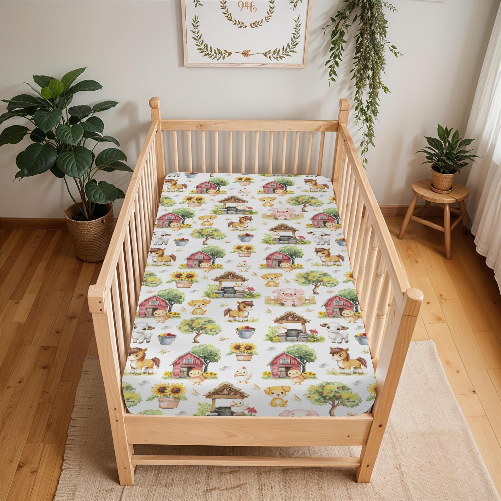 ZoUbqchY multi animal design sheet keeps crib tidy and inviting