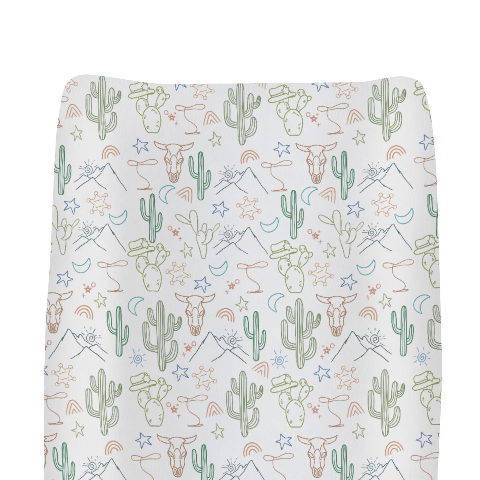 ZoUbqchy western cow skull changing pad cover fits 32x16 inch pads and cushions diaper changes.